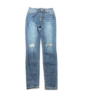 Enjean Denim Co. Distressed Skinny Jeans Blue Denim Size 3